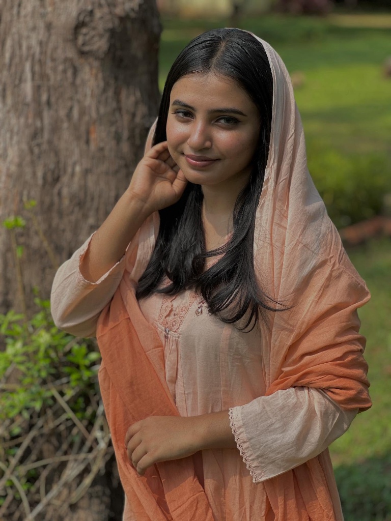 Soft Peach Ombre Cotton Kurta Set with Lace Detailing